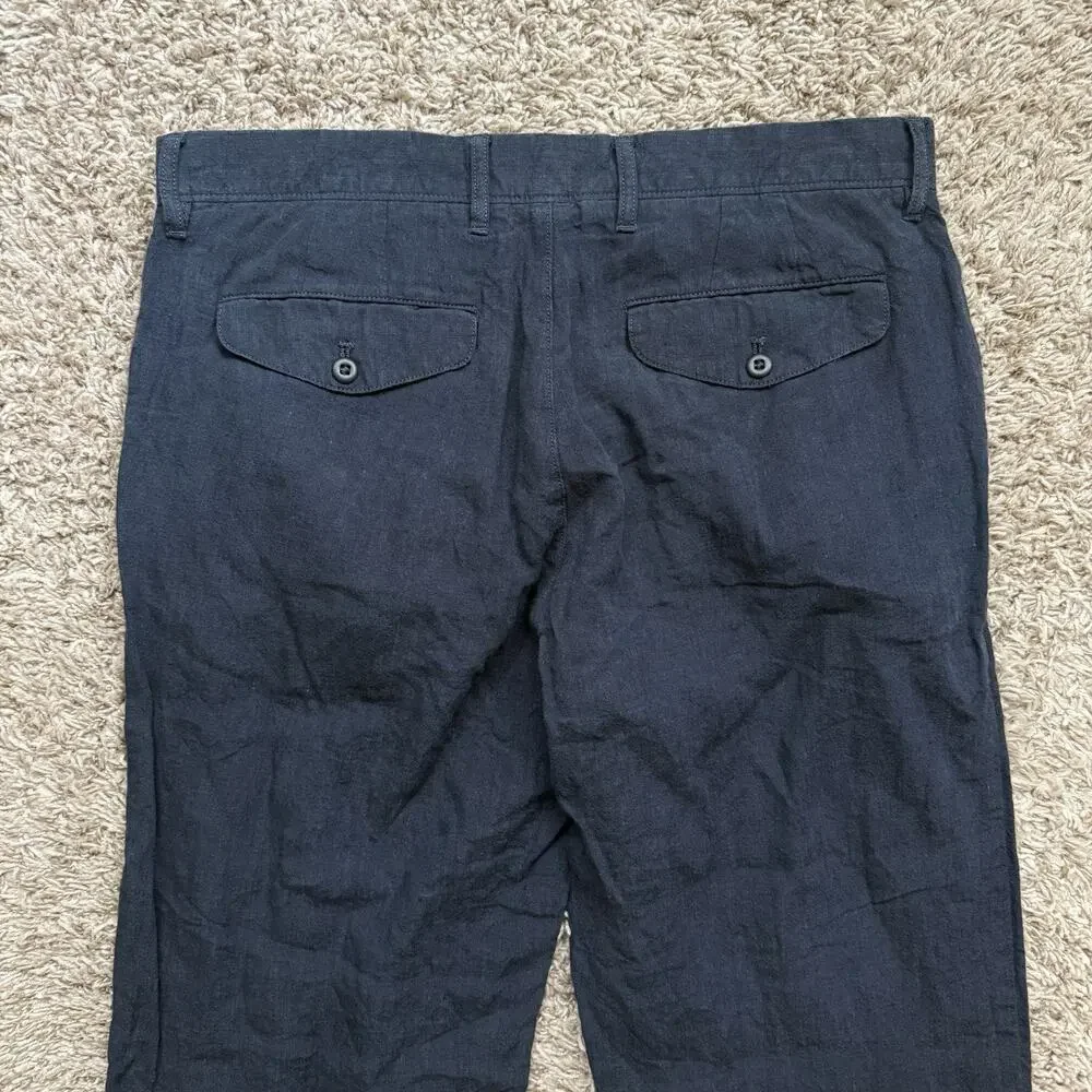 J. Crew Navy Blue Relaxed Fit Linen Pants Always Green Label Men’s Size 33x32